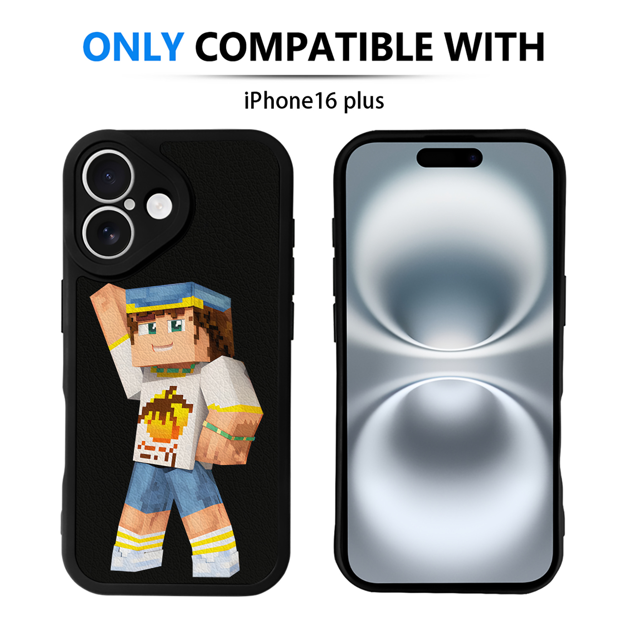 （画像用） マインクラフト ブロックの世界 Minecraft MC Block world 【iPhone 16シリーズ対応】シリコンスマホケース（レザー調） 材質：シリコン
